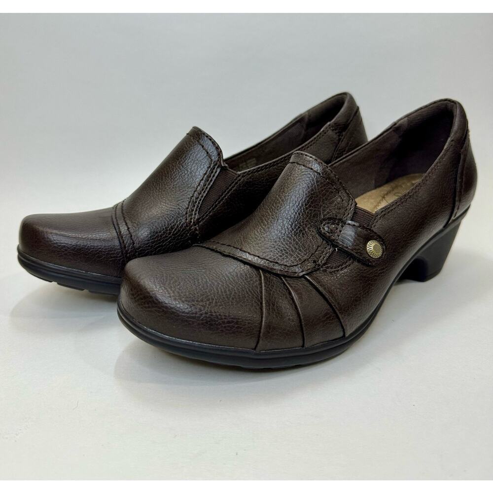 Earth Origins Women's Brown Leather Slip-on Clogs Size 6.5 W Comfort Shoes